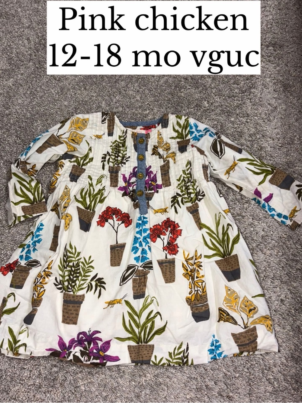 Pink chicken plants flowers dress